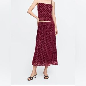 Elegant Burgundy Floral Skirt